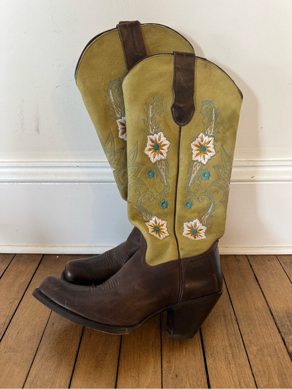 Double H Sonora Buckaroo Boho Floral Embroidered Suede Western Cowboy Boots - Picture 4 of 11